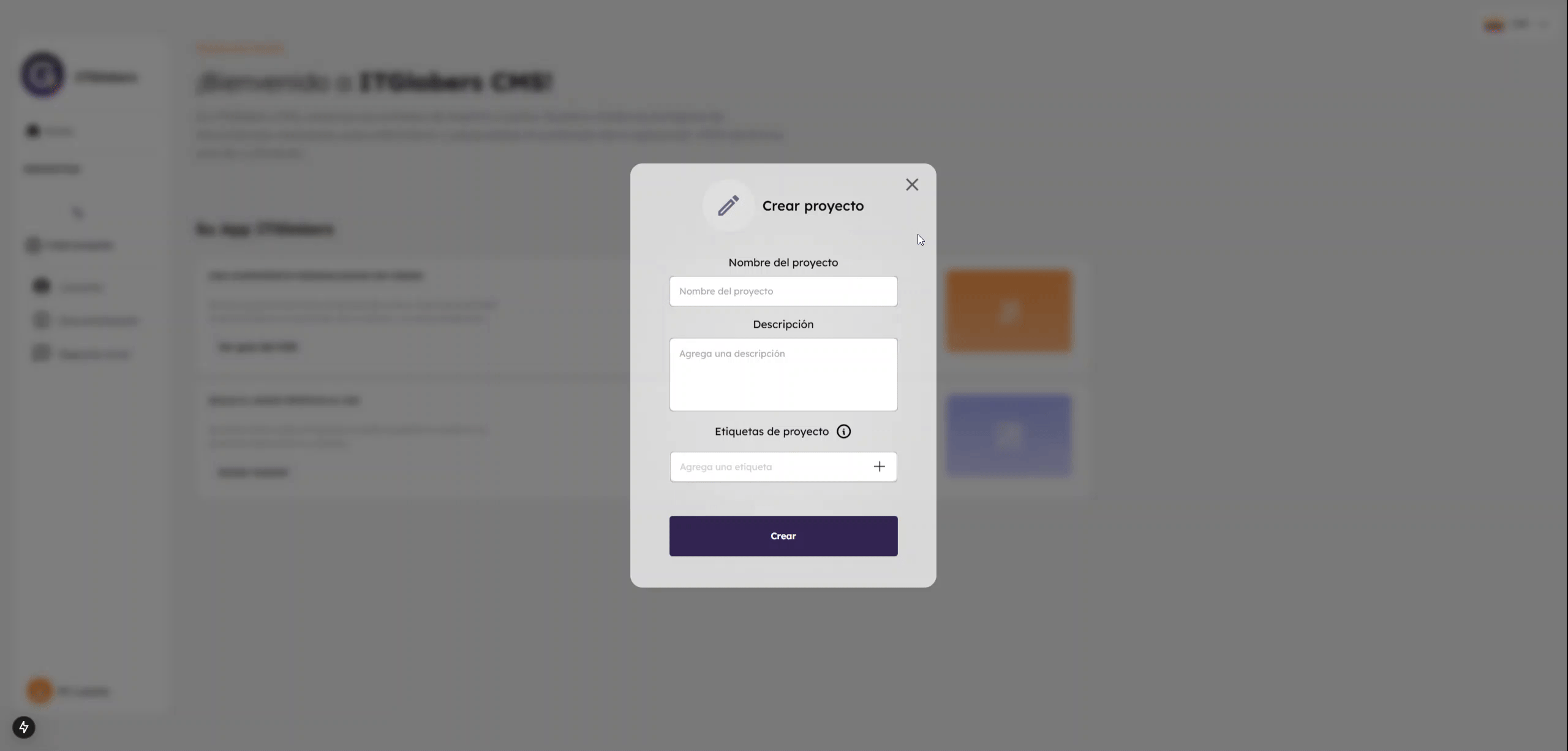 confirmación crear proyecto